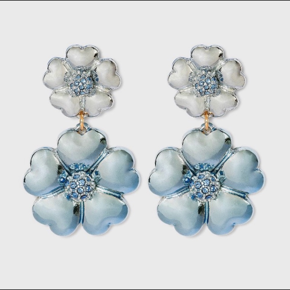 Baby Blue Floral earrings 🦋